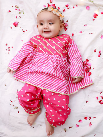 KID1 Infants Bela Peplum Top With Pant Pink