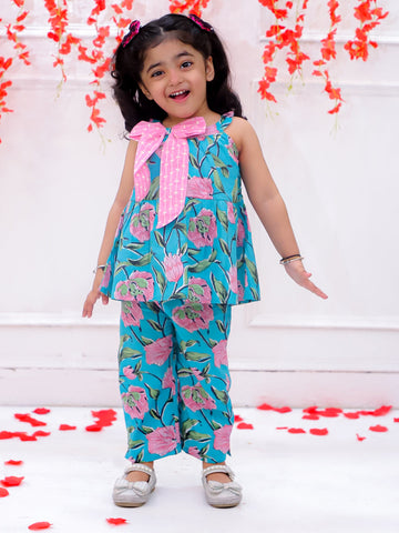 KID1 Pink Bow Co-Ord Set Turquoise