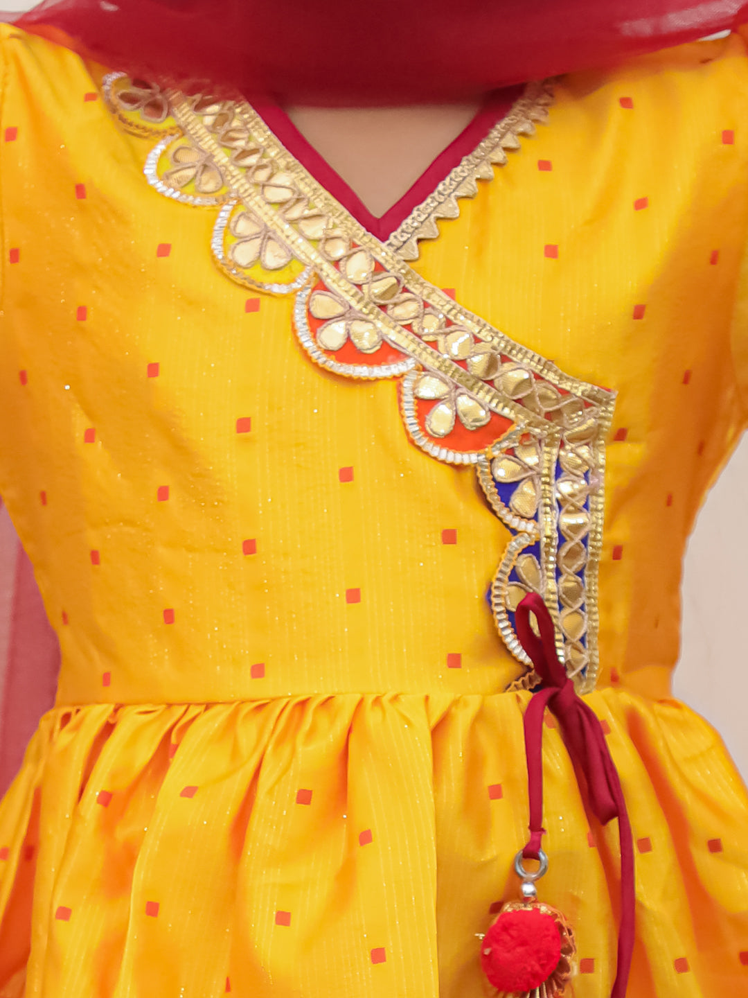 KID1 Chaandbutti Peplum Top With Afgani Salwar With Dupatta Yellow