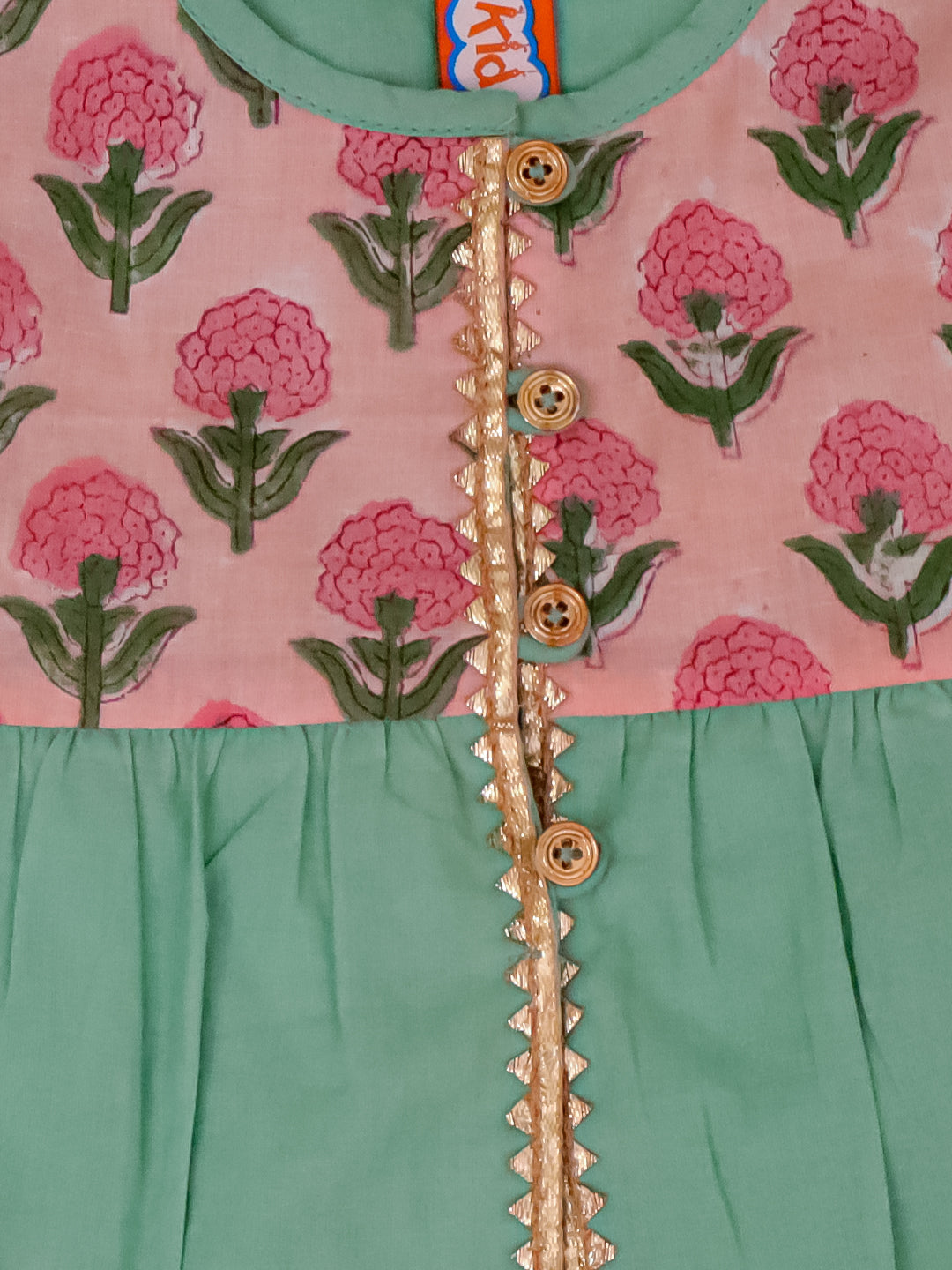 Kid One Myra Kurti With Pants Set Peach