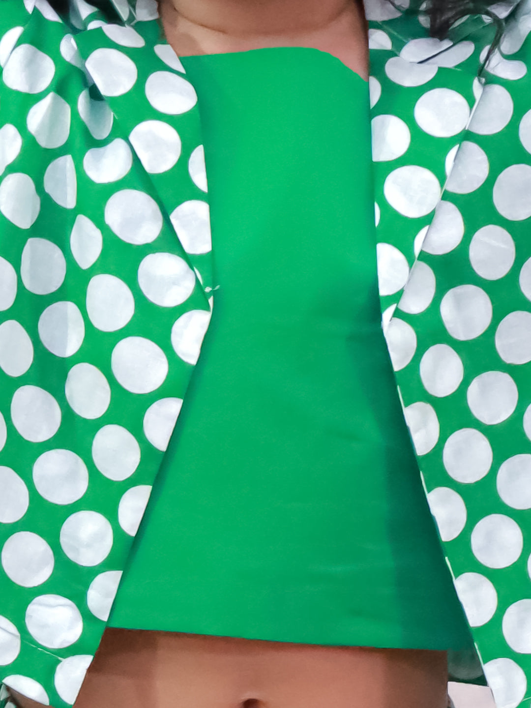 Kid One Polka Print Shorts With Top Green