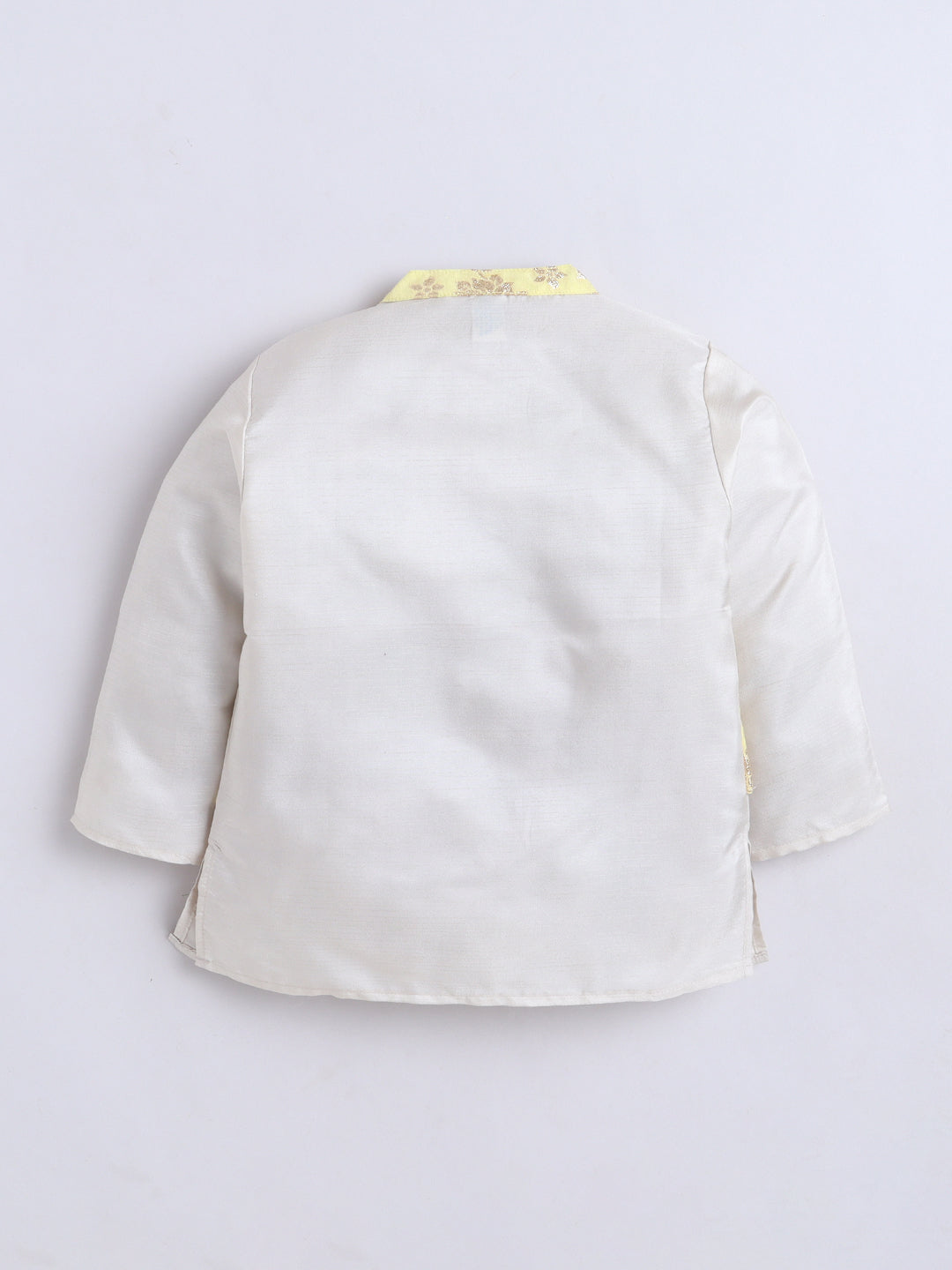 Kid One Infants Jacquard Kurta Dhoti With Attached Jacket Set For Boys Yellow