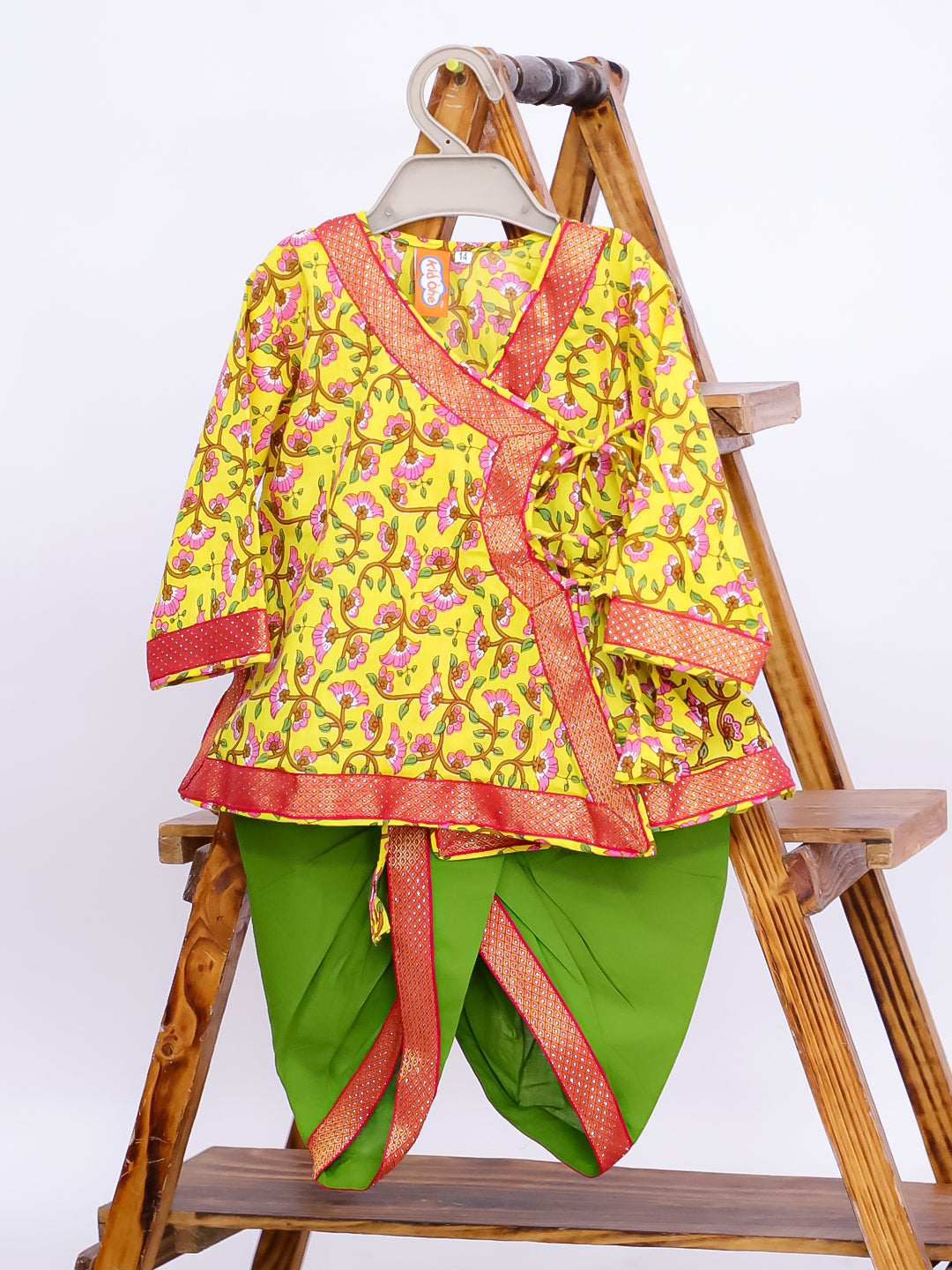 Kid One Pure Cotton Anghrakha Kurta Dhoti Sets For Boys Yellow