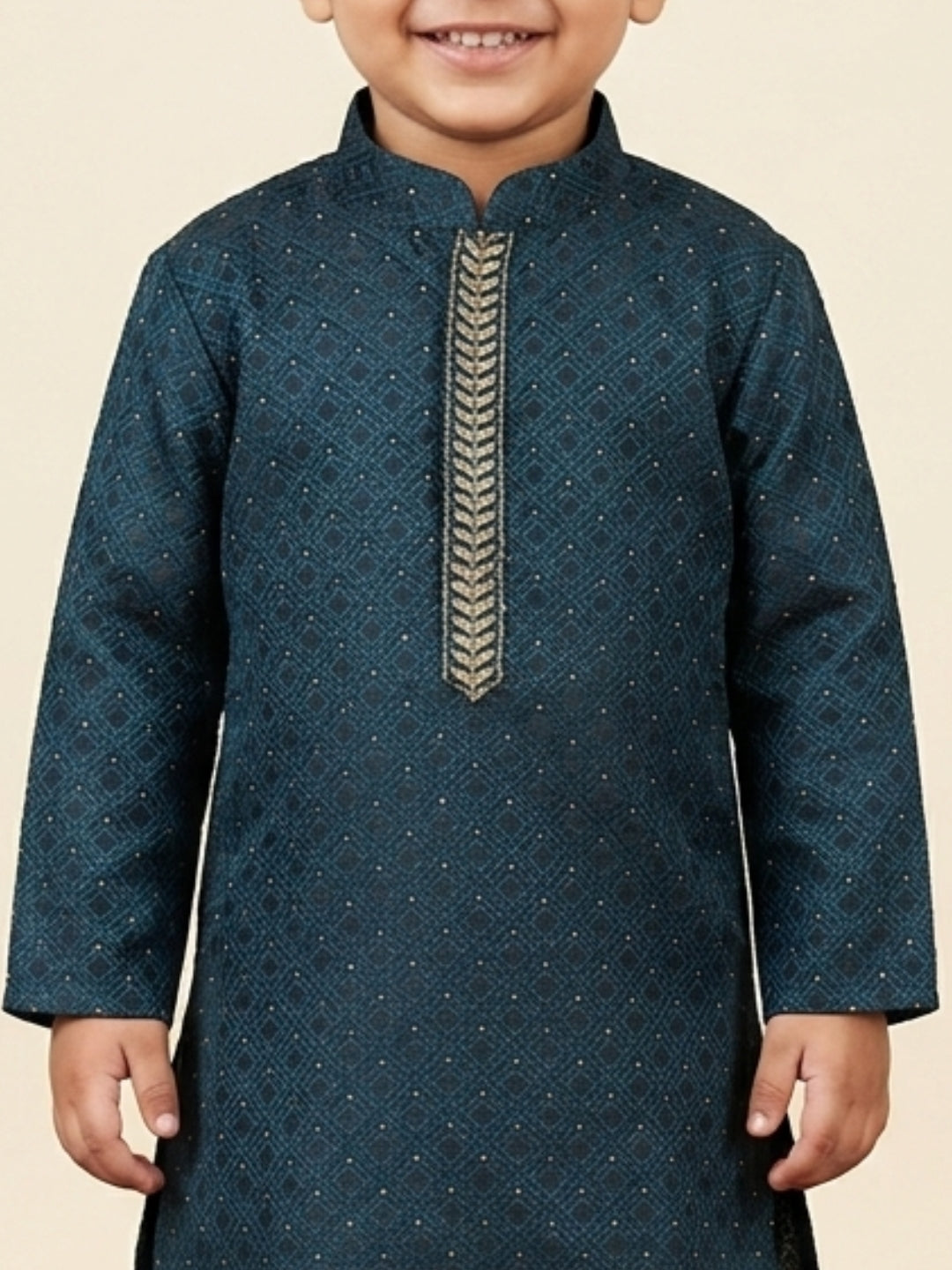 Kid One Festive Embroidered Kurta Dhoti Set For Boys Green