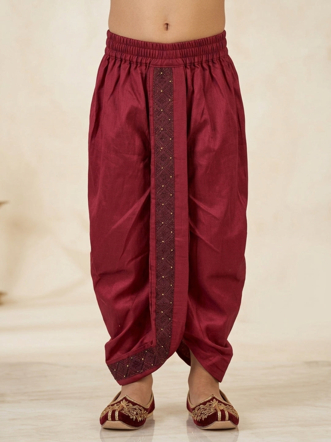 Kid One Festive Embroidered Kurta Dhoti Set For Boys Wine