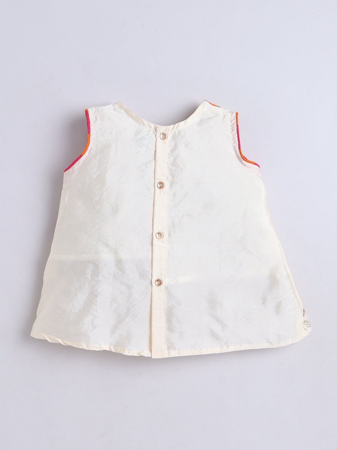 Kid One Angarakha Kurti With Leheriya Dhoti Set For Girls Offwhite