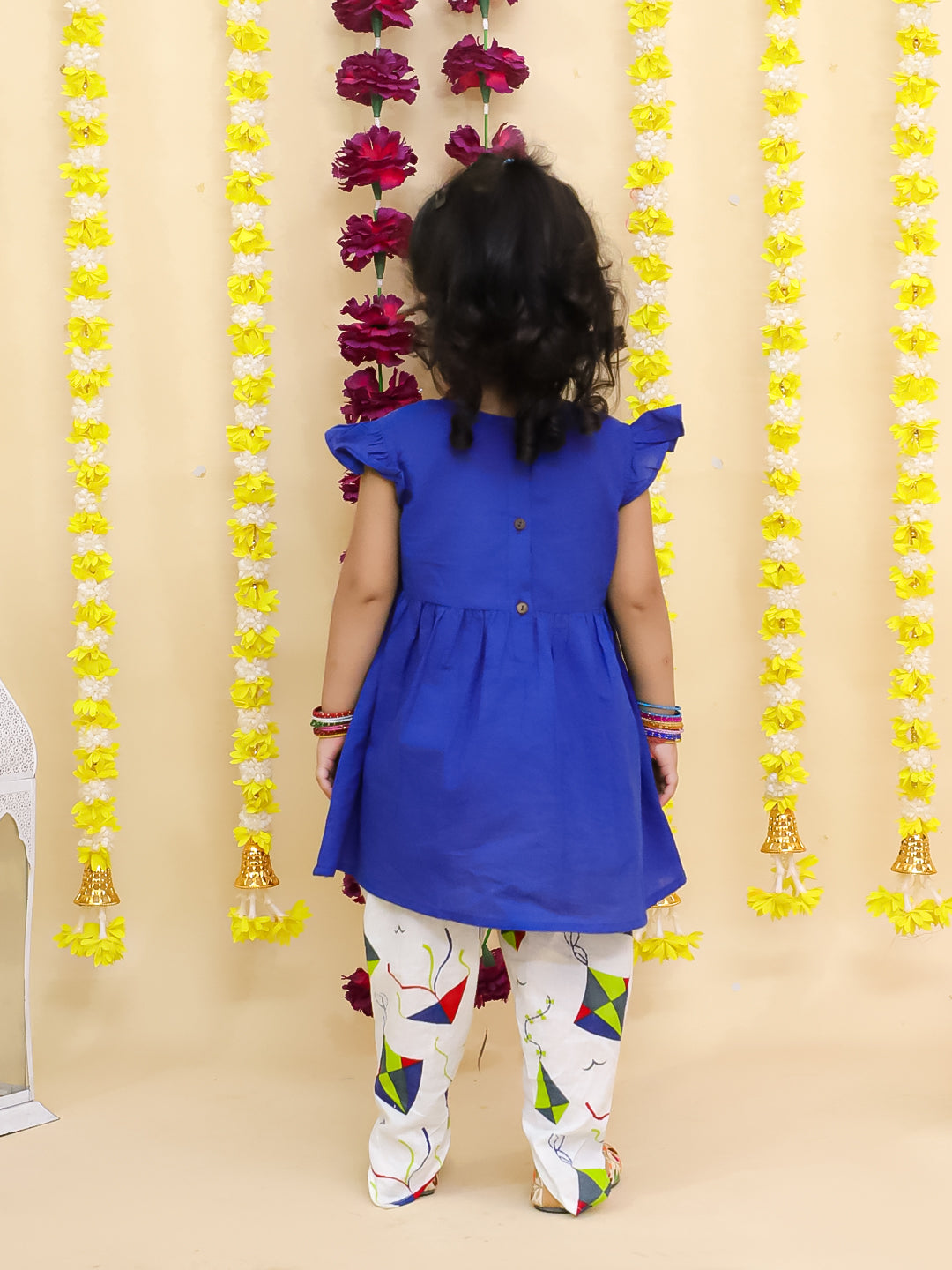 Kid One Kite Embroidered Kurti Dhoti Set For Girls Blue