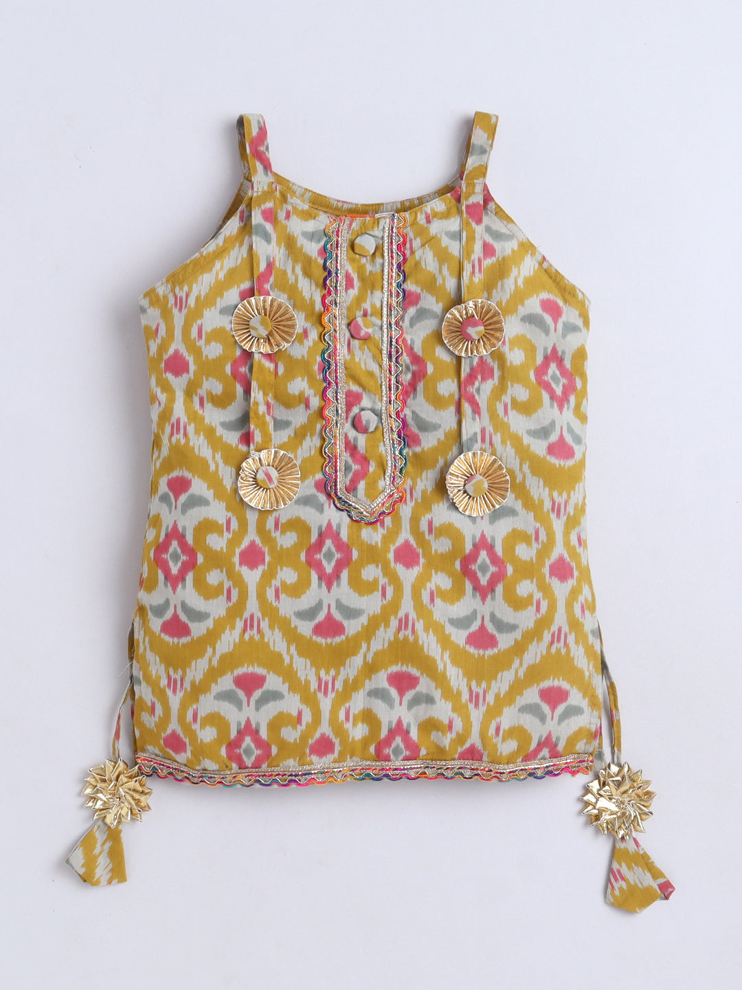 Kid One Infants Cotton Kurti With Dhoti Set For Girls Yellow