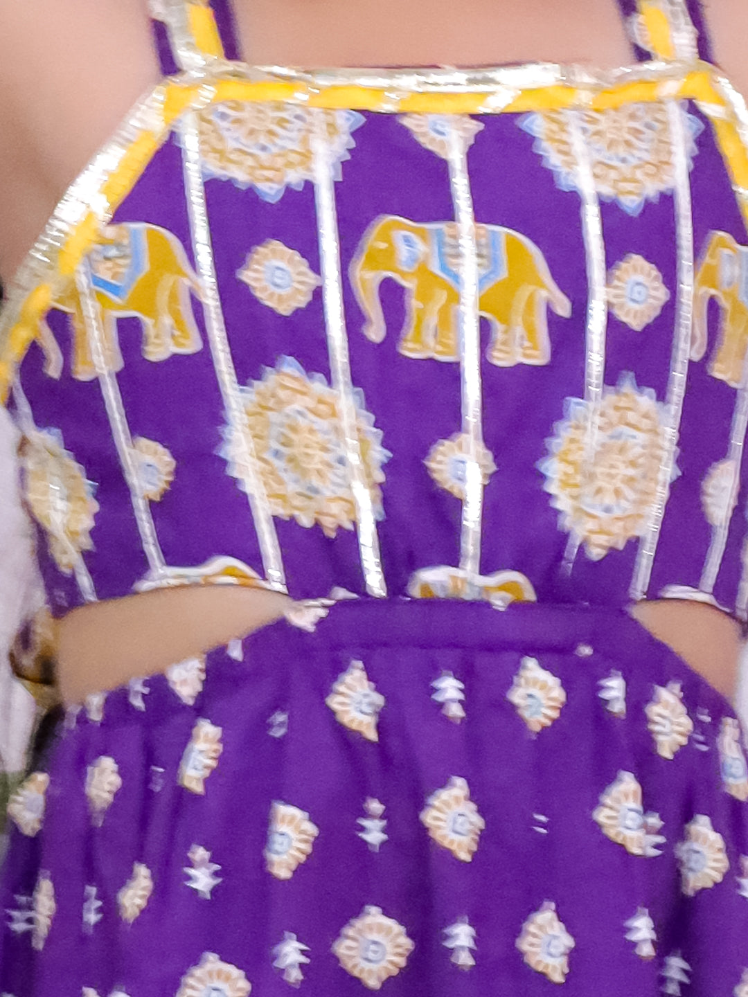 Kid One Pure Cotton Printed Long Dress For Girls Purple