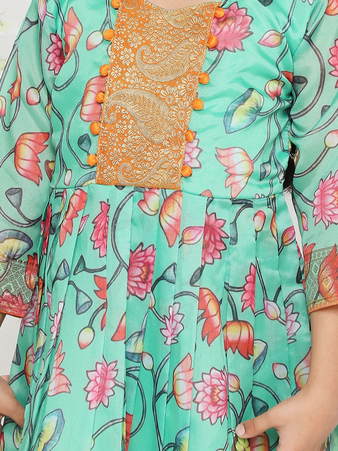 Kid One Arohi Pichwa Long gown For Girls Green
