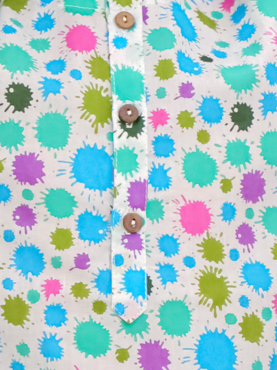 Playful Dot Print Cotton Kurta For Girls Blue