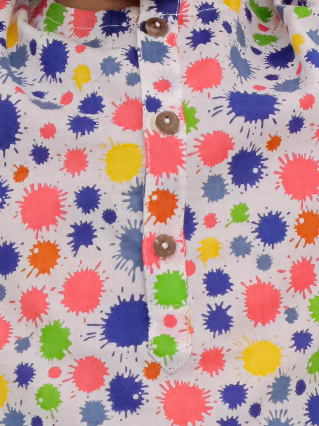 Playful Dot Print Cotton Kurta For Girls Orange