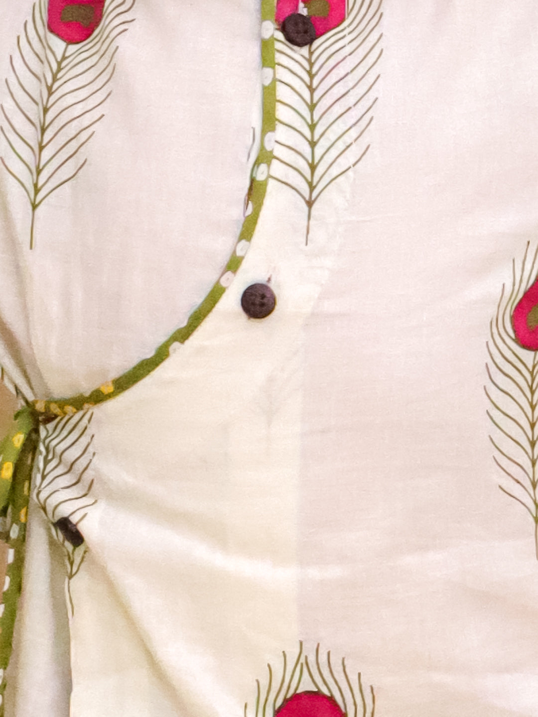 Kid One Kanha Pure Cotton Printed Kurta Dhoti Set For Boys Green