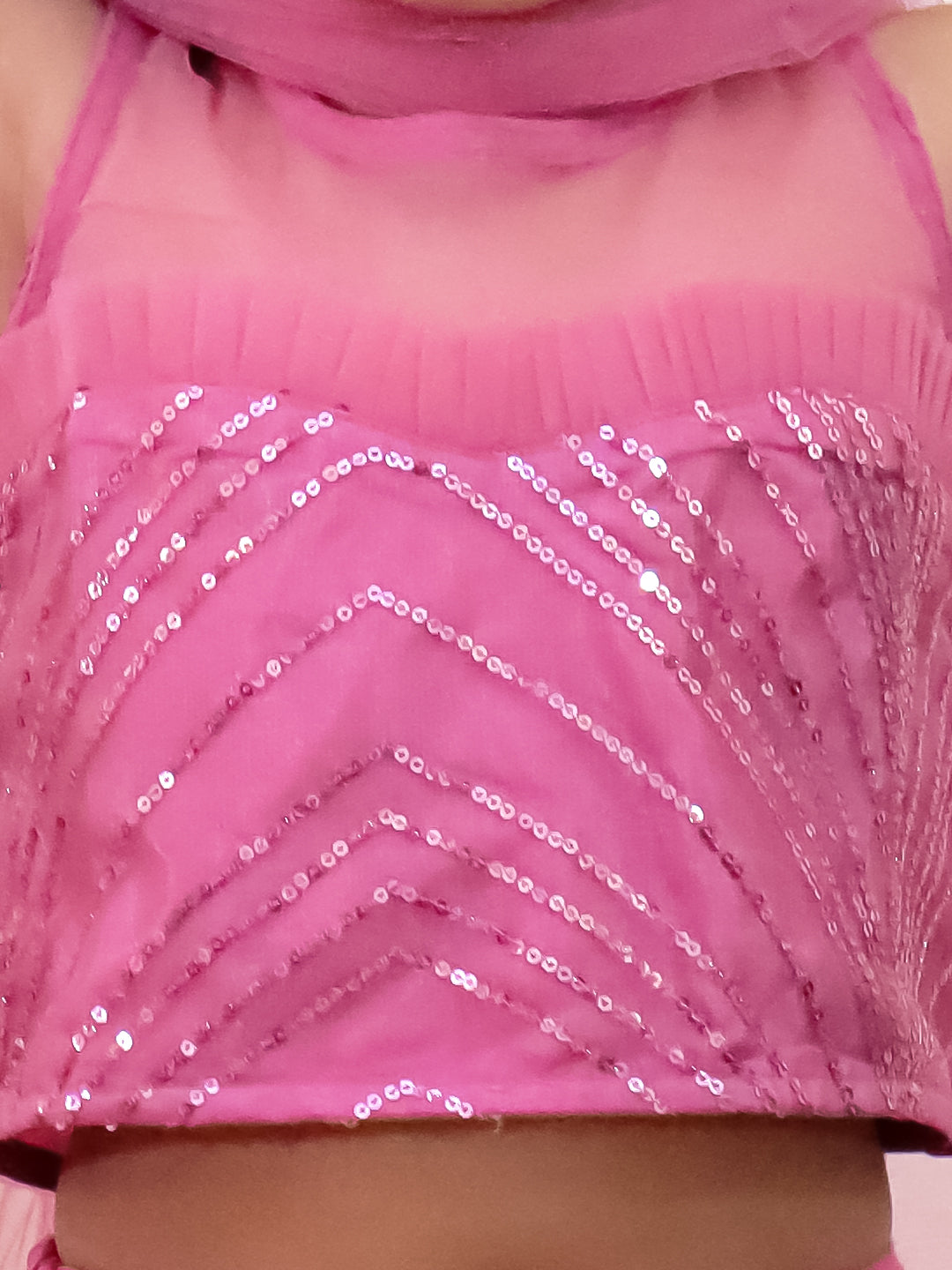 Kid One Starlet Choli with Sequins Net Lehenga and Dupatta Pink