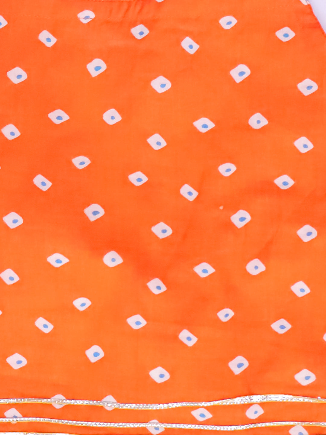 Kid One Pure Cotton Printed Skirt Top For Girls Orange