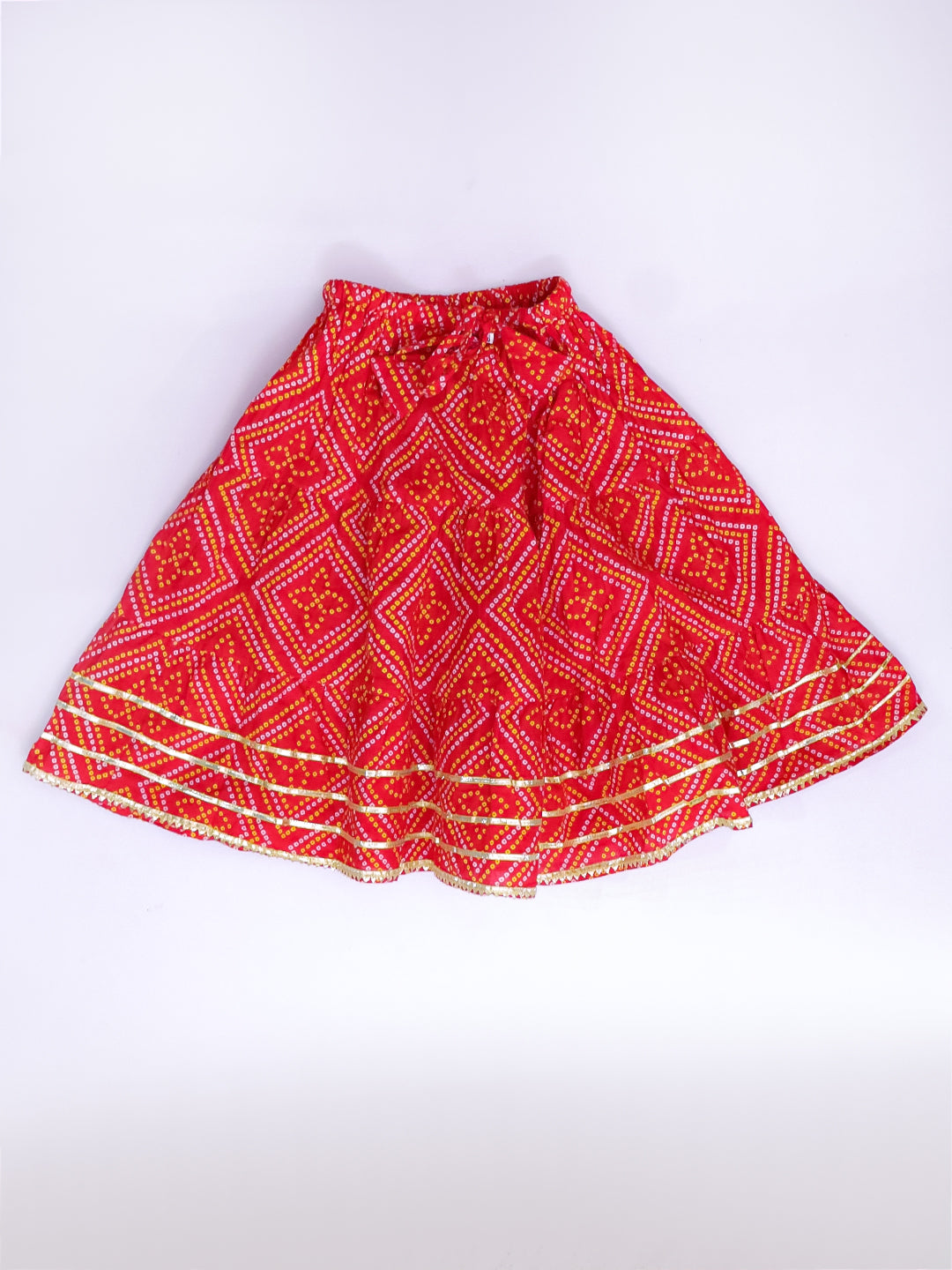 Kid One Pure Cotton Printed Skirt Top For Girls Red