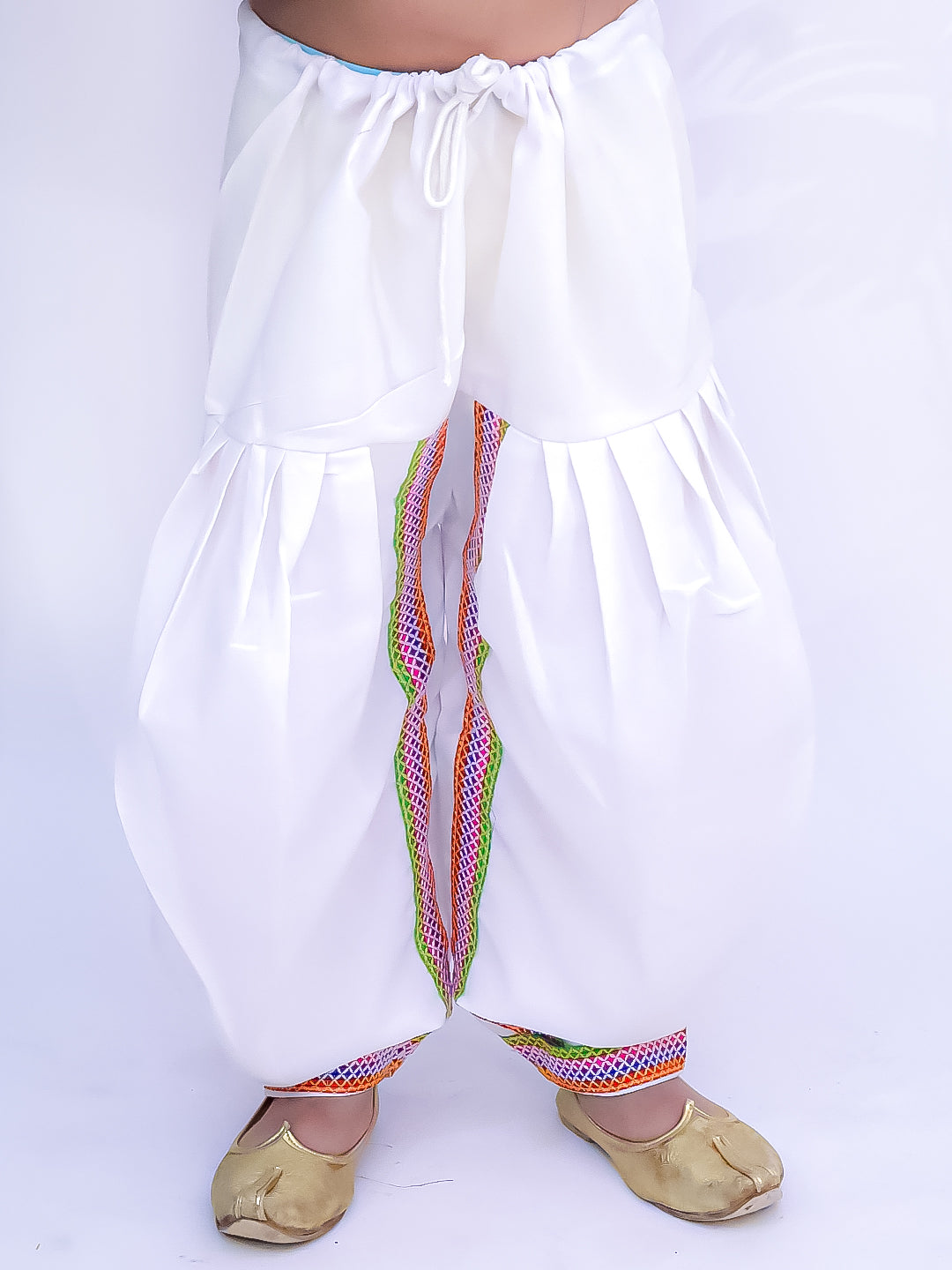 Kid One Navratri Printed Cotton Kedia Set For Boys White