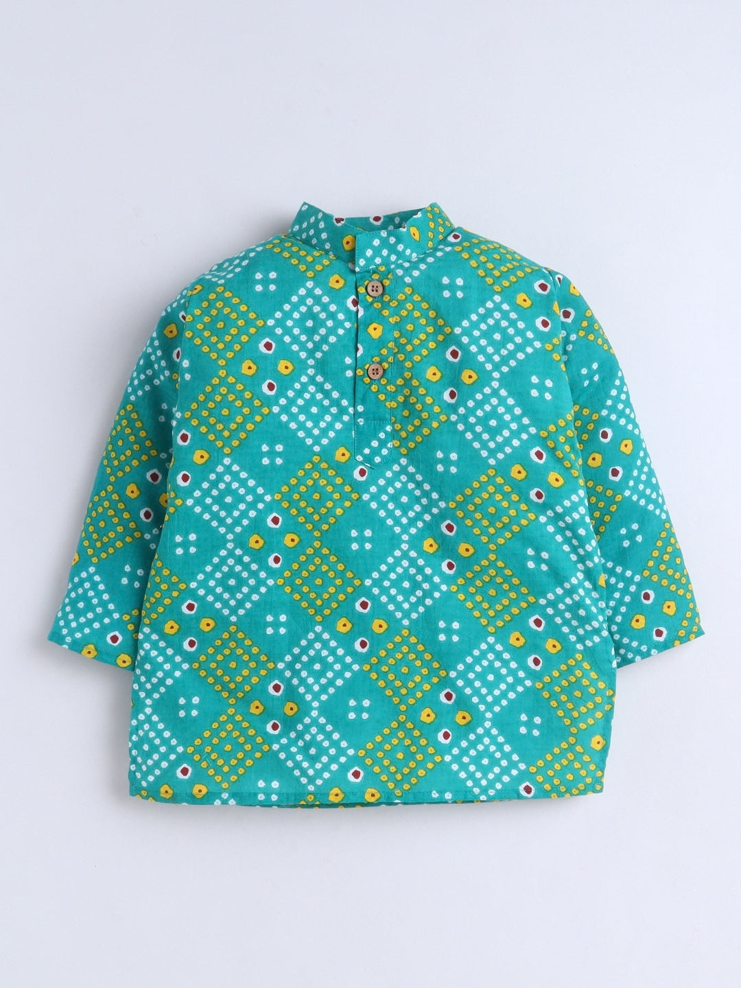 Kid One Infants Bandhej Print Cotton Kurta With Pyjama Set For Boys Green