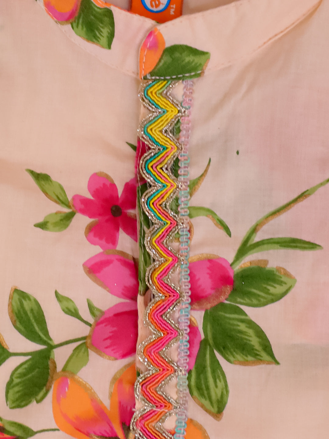 Kid One Infant Full Sleeves Floral Printed Cotton Kurta Pyjama Set For Boys Offwhite