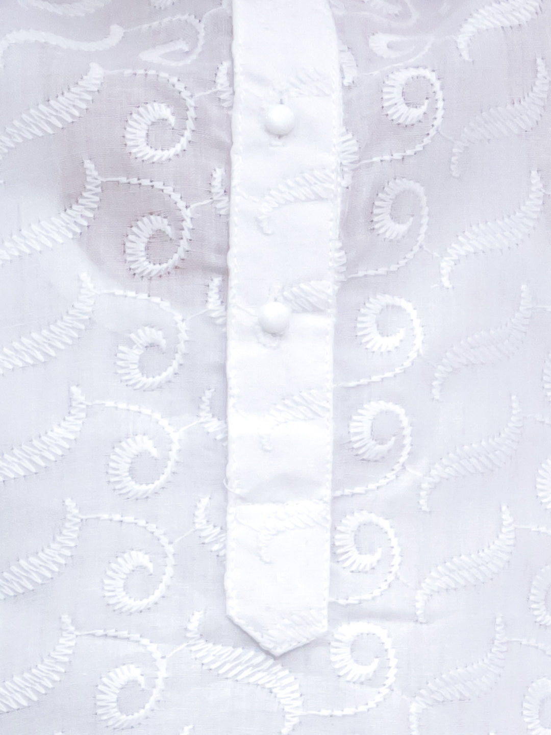 Kid One Pure Cotton Chikankari Kurta Pajama Set For Boys White