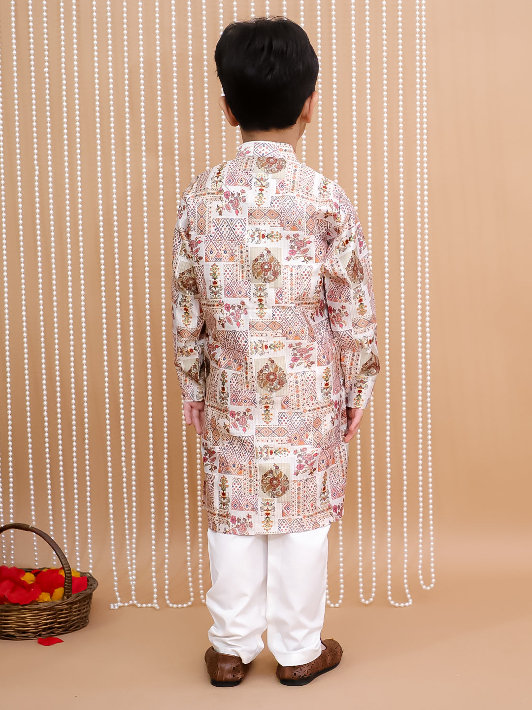Kid One Foil Printed Kurta Pajama Set For Boys Multi