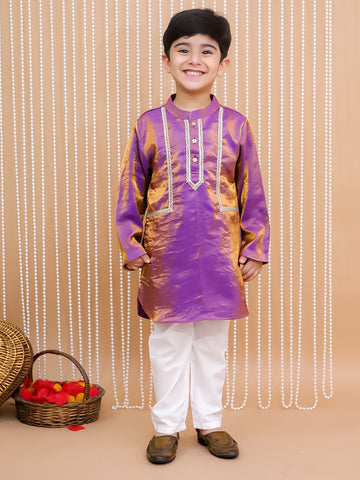 Kid One Elegant Kurta Pyjama Set For Boys Purple
