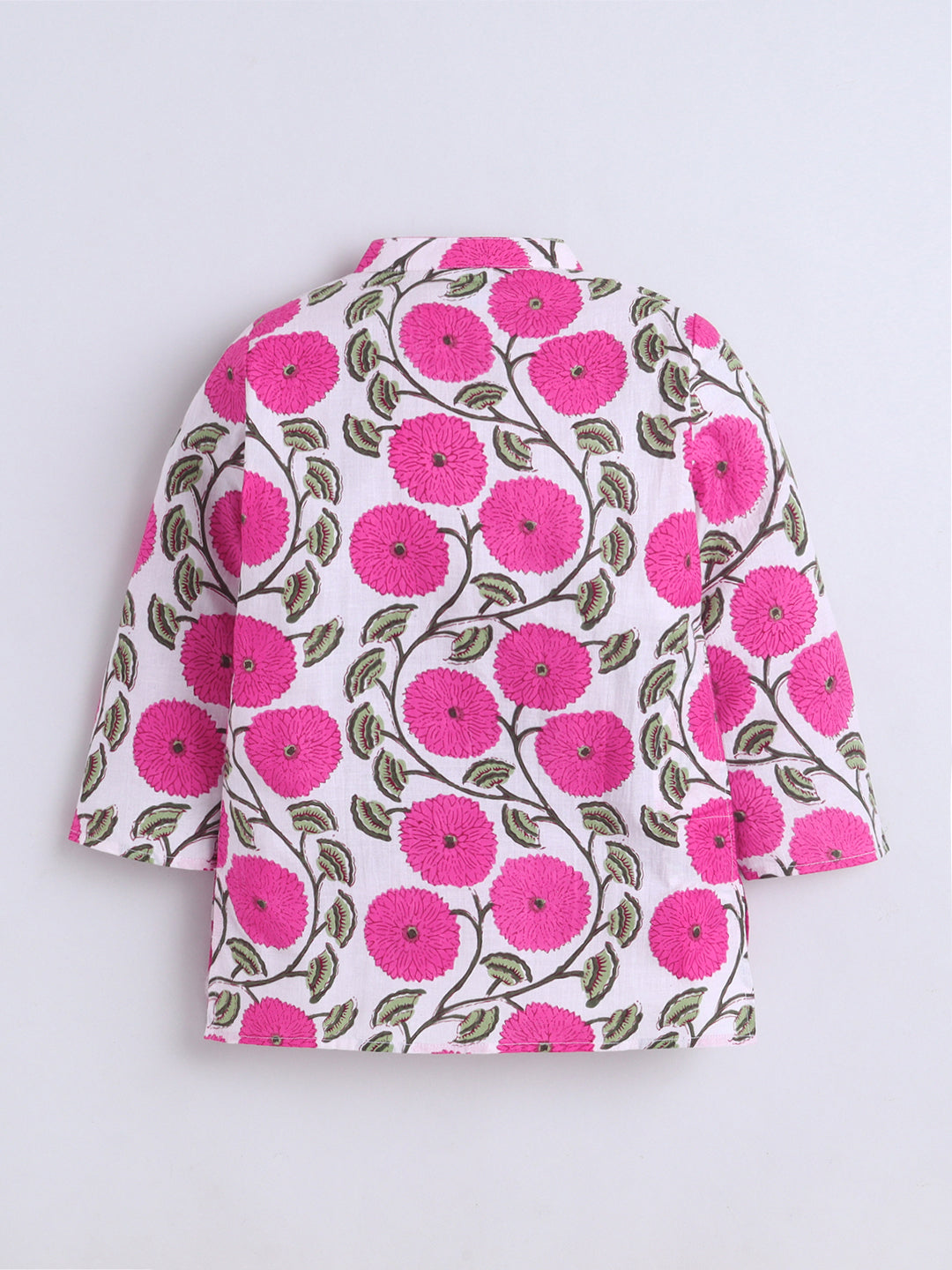 Kid One Floral Print Kurta Pyjama Set For Boys Pink