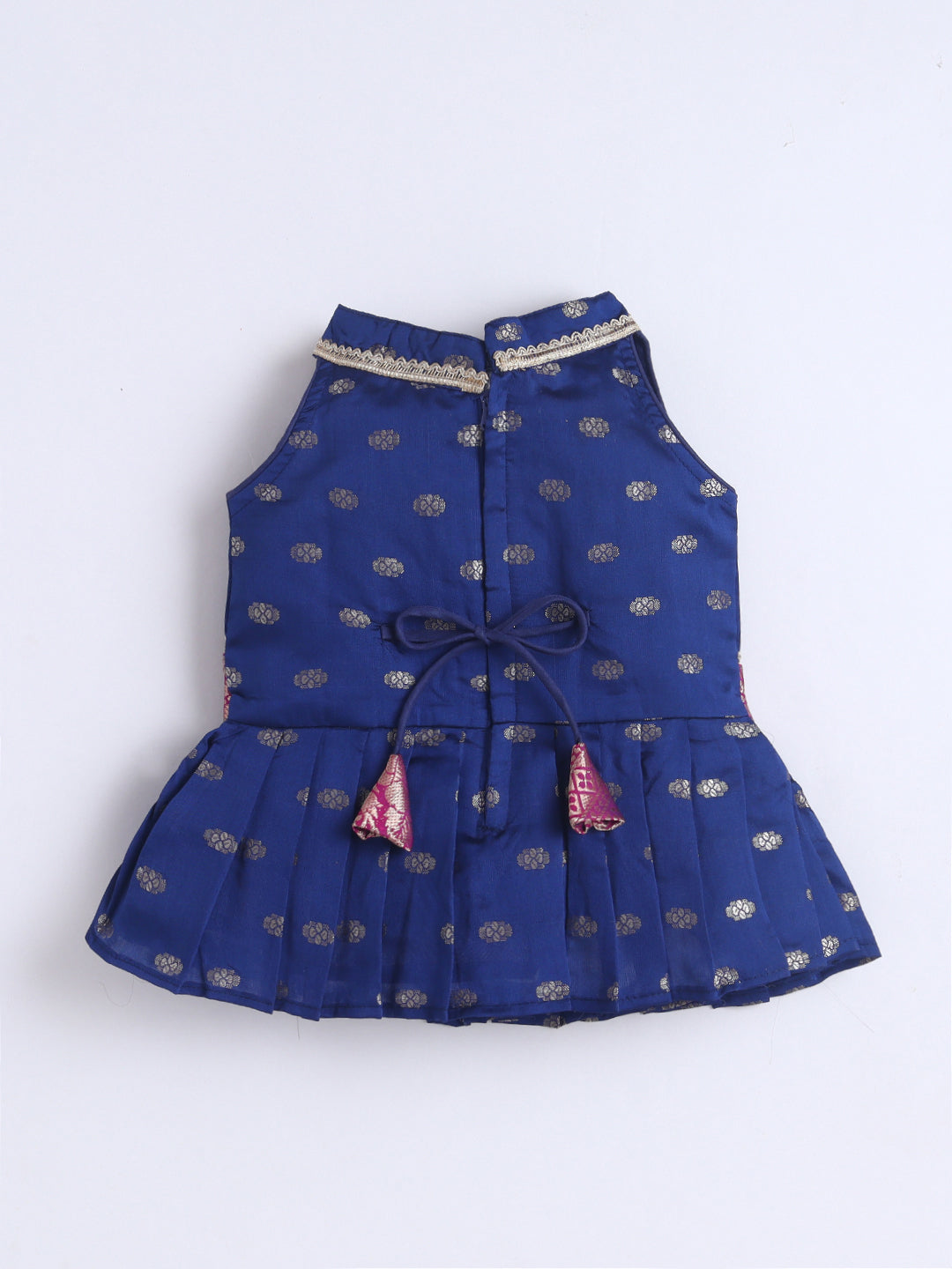 Kid One Woven Peplum Top With Palazzo Set For Girls Navy