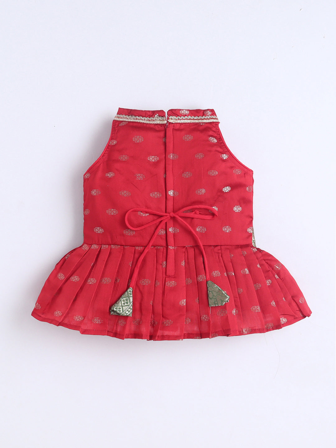 Kid One Woven Peplum Top With Palazzo Set For Girls Red