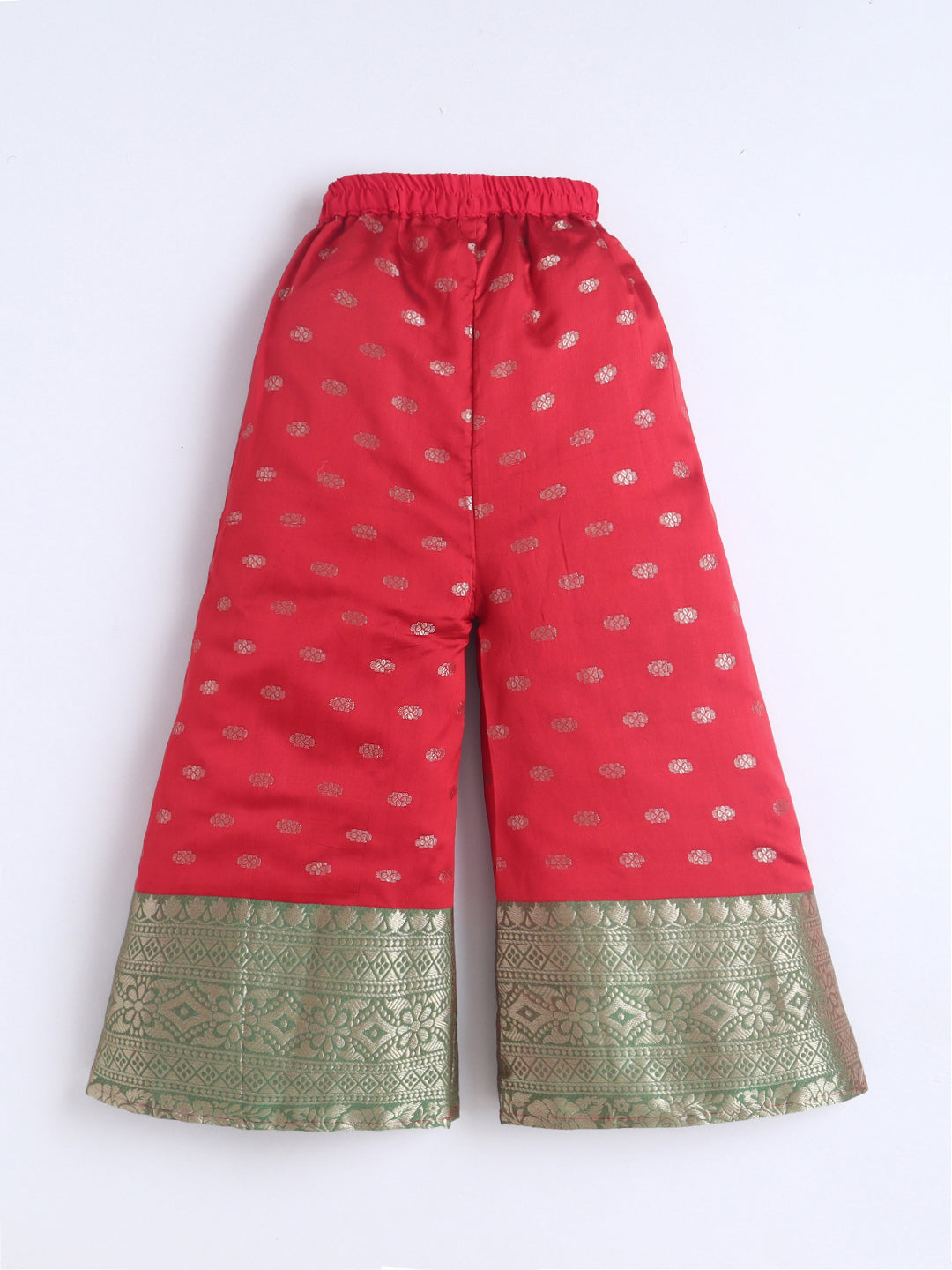 Kid One Woven Peplum Top With Palazzo Set For Girls Red