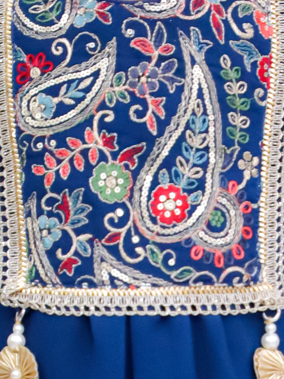 Kid One Ruhani Embroidered Kurti Sharara With Dupatta For Girls Blue