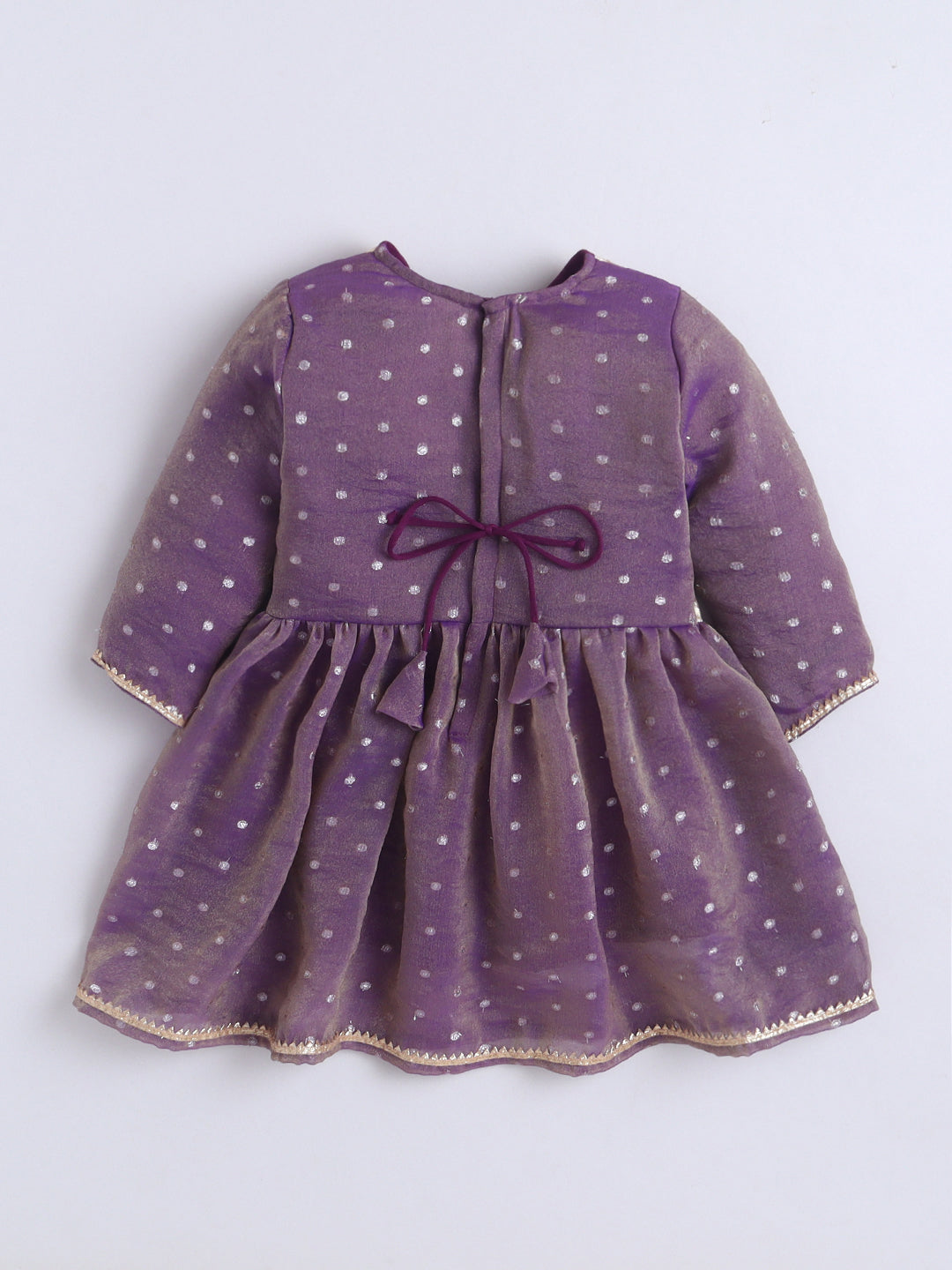 Kid One Woven Full Sleeves Flared Kurti Sharara With Dupatta Set For Girls Purple