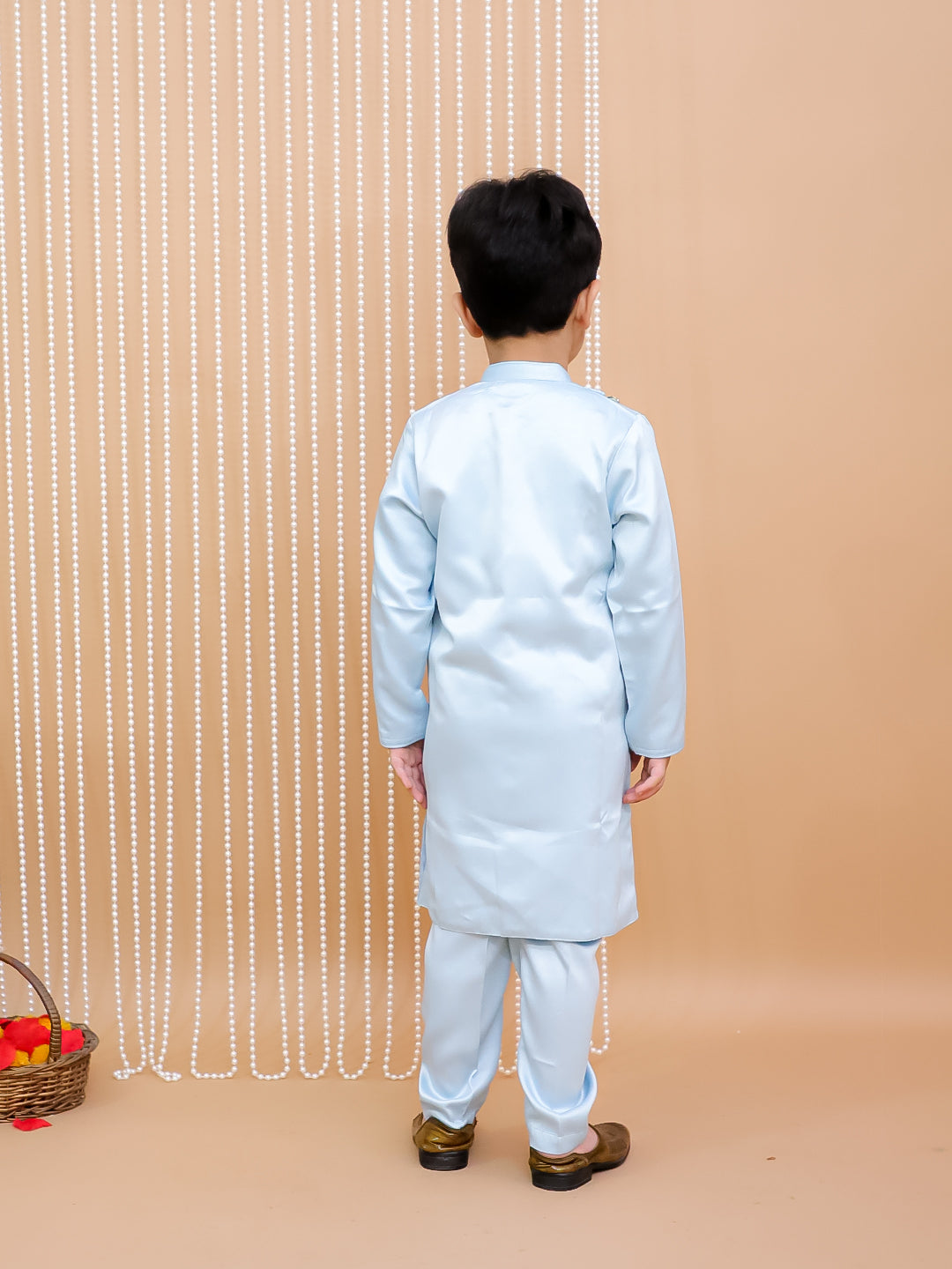 Kid One Embroidered Sherwani Kurta Pajama Set For Boys Blue