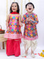 Kid One Sitara Printed Kurti Sharara With Dupatta Set For Girls Red With Sitara Printed Kurta Dhoti Set For Boys Multi