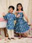 KID1 Jungle Jam Long Dress For Girls With Jungle Jam Kurta Pyjama Set For Boys - Blue
