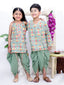 Kid One Cotton Kurti With Dhoti Set For Girls With Printed Kurta Dhoti Set For Boys Green
