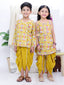Kid One Cotton Kurti With Dhoti Set For Girls With Printed Kurta Dhoti Set For Boys Yellow