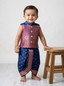 Kid One Jacquard Jacket Dhoti Set For Boys Navy