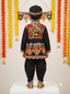 Kid One Navratri Printed Cotton Kedia Set For Boys Black