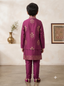 Kid One Block Print Kurta Pyjama With Jacket Set For Boys Wine