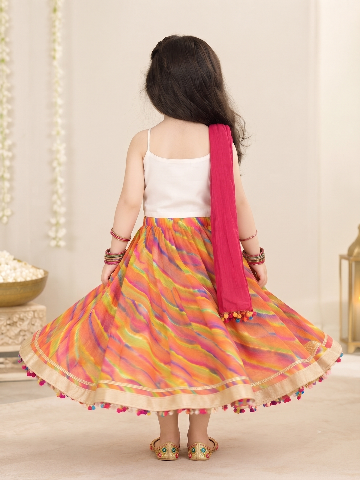Kid One Rangeela Embroidered Cotton Lehenga Choli For Girls Multi