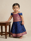 Kid One Jacquard Pattu Pavadai Skirt Top Set For Girls Navy