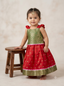 Kid One Jacquard Pattu Pavadai Skirt Top Set For Girls Red