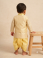 Kid One Infants Jacquard Kurta Dhoti With Attached Jacket Set For Boys Yellow
