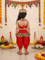 Kid One Navratri Printed Cotton Top Dhoti With Cap Set For Girls Red