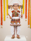 Kid One Navratri Printed Cotton Kedia Set For Boys White