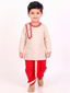 Kid One Embroidered Round Neck Cotton Kurta Dhoti Set For Boys Red