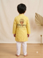 Kid One Digitl Print Bappa Kurta With Pyjama Set For Boys Yellow