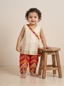 Kid One Angarakha Kurti With Leheriya Dhoti Set For Girls Offwhite