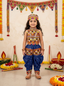 Kid One Navratri Printed Cotton Top Dhoti With Cap Set For Girls Blue
